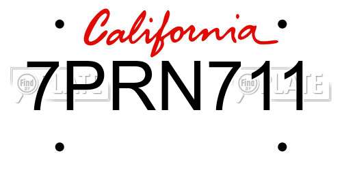 7PRN711 California License Plate