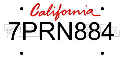 7PRN884 California License Plate