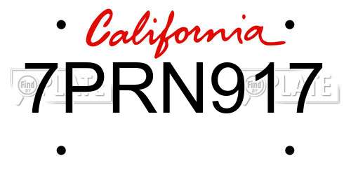 7PRN917 California License Plate