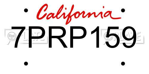 7PRP159 California License Plate