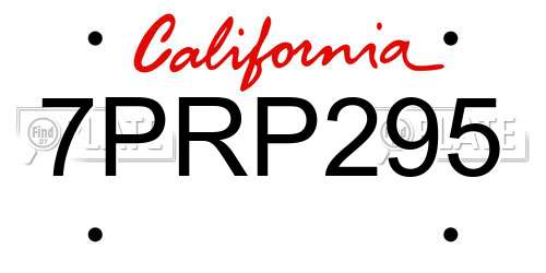 7PRP295 California License Plate