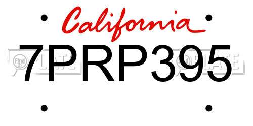 7PRP395 California License Plate