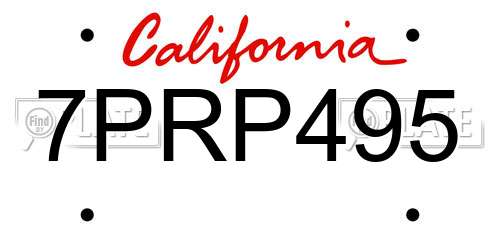 7PRP495 California License Plate