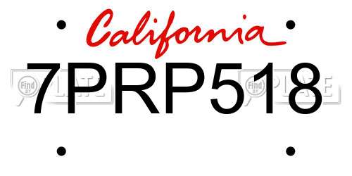7PRP518 California License Plate