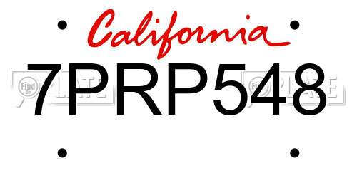 7PRP548 California License Plate