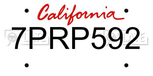 7PRP592 California License Plate
