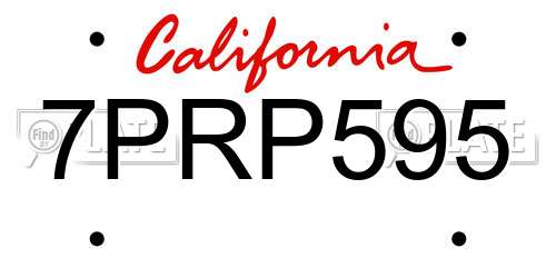 7PRP595 California License Plate