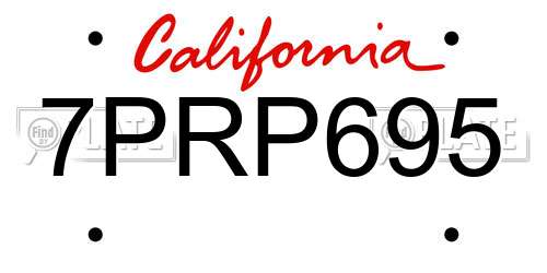 7PRP695 California License Plate