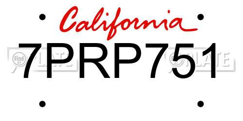 7PRP751 California License Plate
