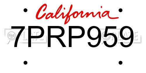 7PRP959 California License Plate