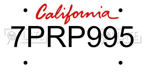 7PRP995 California License Plate