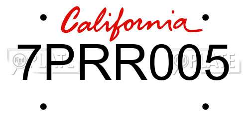 7PRR005 California License Plate