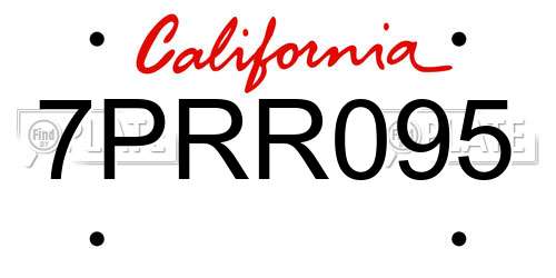 7PRR095 California License Plate