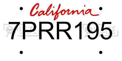 7PRR195 California License Plate