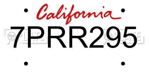 7PRR295 California License Plate