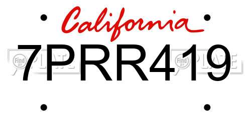 7PRR419 California License Plate