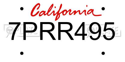 7PRR495 California License Plate