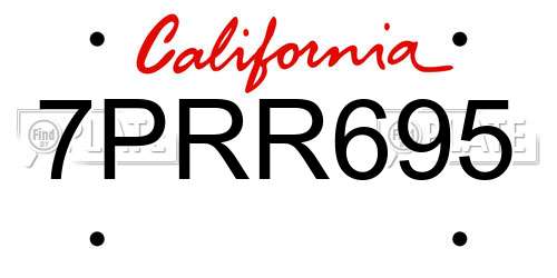 7PRR695 California License Plate