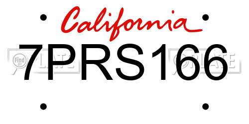 7PRS166 California License Plate