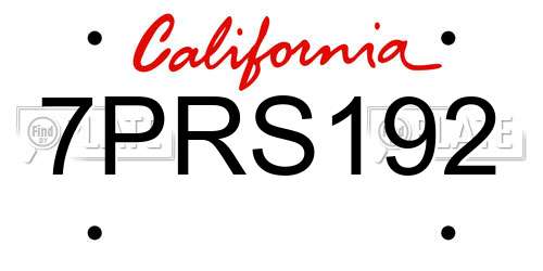 7PRS192 California License Plate
