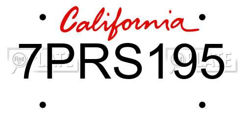 7PRS195 California License Plate