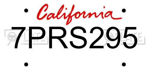 7PRS295 California License Plate