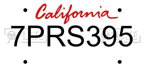 7PRS395 California License Plate