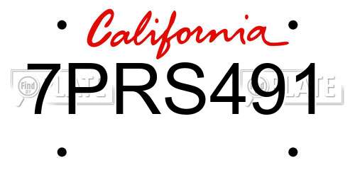 7PRS491 California License Plate