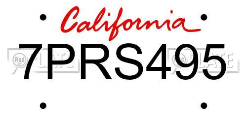 7PRS495 California License Plate