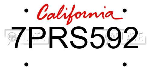 7PRS592 California License Plate