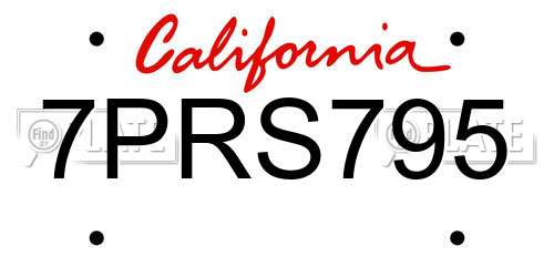 7PRS795 California License Plate