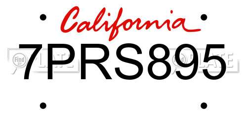 7PRS895 California License Plate