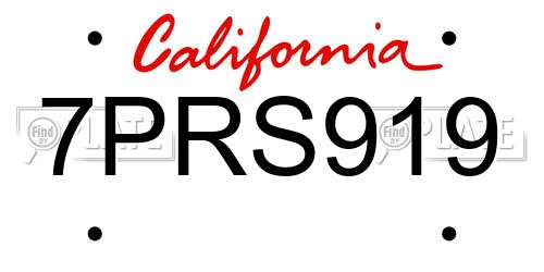 7PRS919 California License Plate