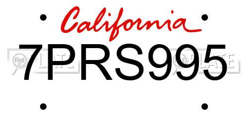7PRS995 California License Plate