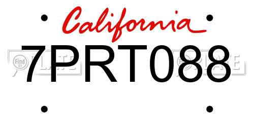 7PRT088 California License Plate