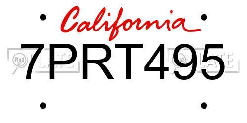 7PRT495 California License Plate
