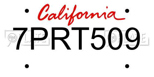 7PRT509 California License Plate