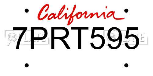 7PRT595 California License Plate