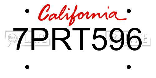 7PRT596 California License Plate