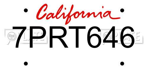 7PRT646 California License Plate