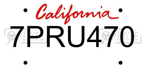 7PRU470 California License Plate