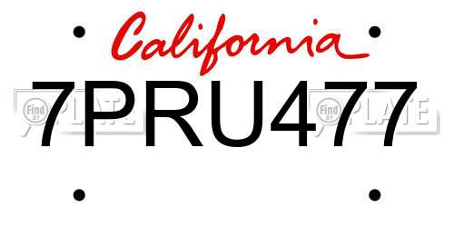 7PRU477 California License Plate