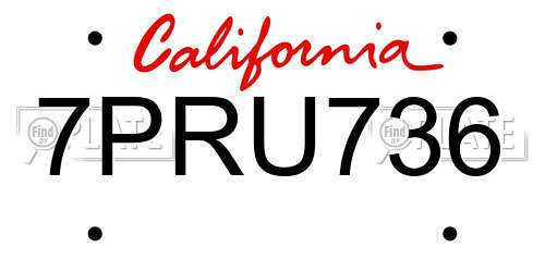 7PRU736 California License Plate