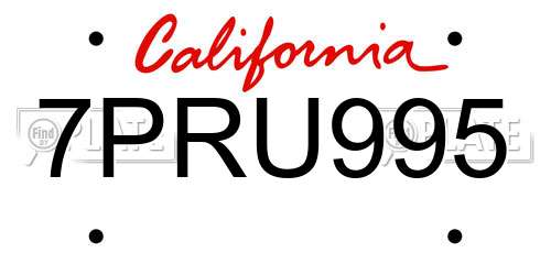 7PRU995 California License Plate
