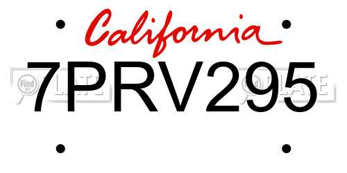 7PRV295 California License Plate