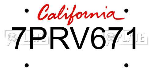 7PRV671 California License Plate