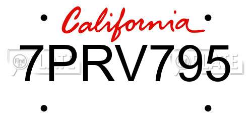 7PRV795 California License Plate