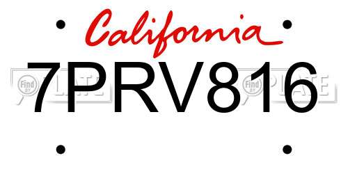 7PRV816 California License Plate