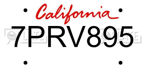 7PRV895 California License Plate