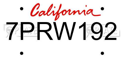 7PRW192 California License Plate